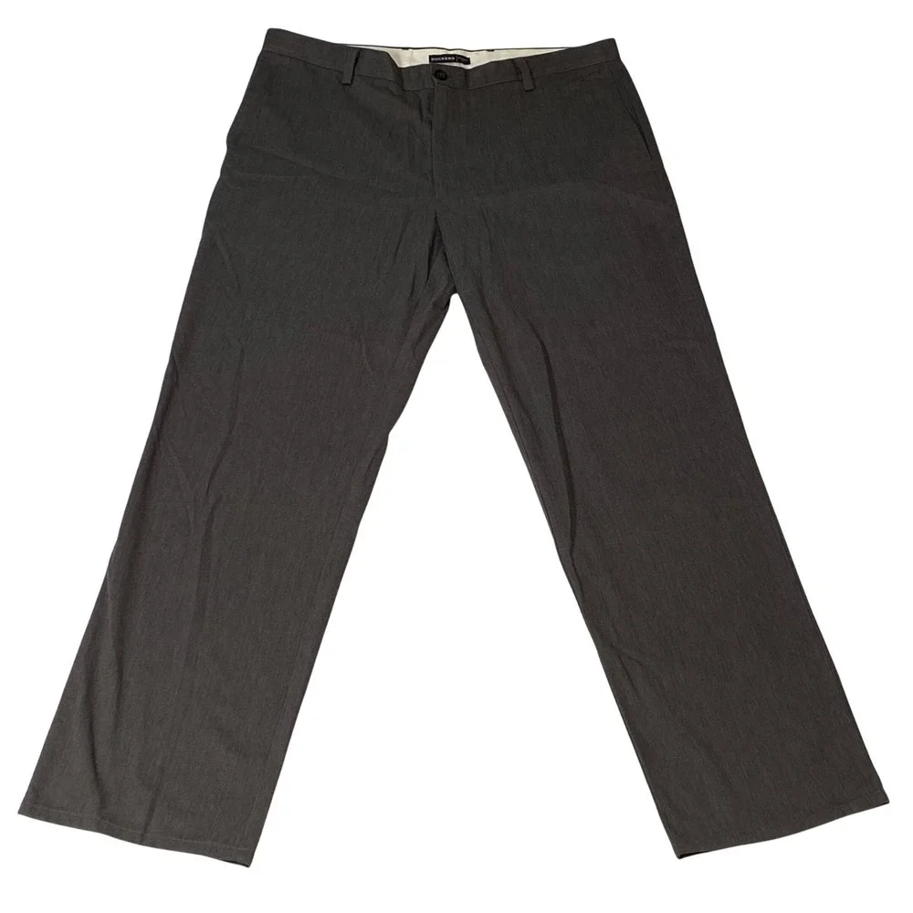 Dockers Straight Fit Mens Charcoal Grey Flat Front Pants 38x34‎ Cotton Blend